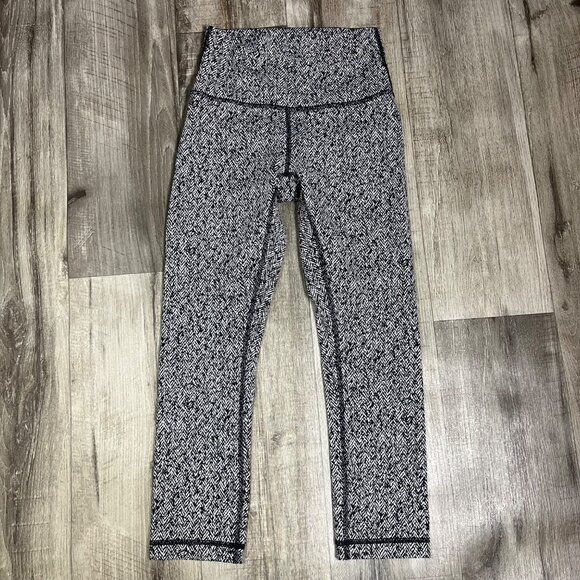 Lululemon Athletic Wunder Under HR Yoga Pants Crop 21” Herringbone Size 4 - Picture 1 of 8